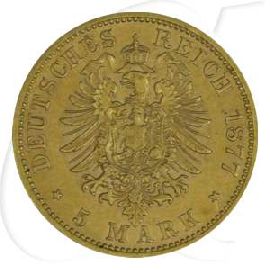 Deutschland Preussen 5 Mark Gold 1877 A ss Wilhelm I.