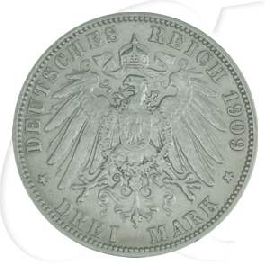 Deutschland Anhalt 3 Mark 1909 ss Friedrich II.