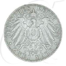 Deutschland Baden 2 Mark 1899 ss Friedrich I. Münzen-Wertseite