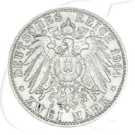 Deutschland Baden 2 Mark 1904 ss Friedrich I.