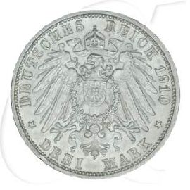 Deutschland Baden 3 Mark 1910 ss RF Friedrich II.
