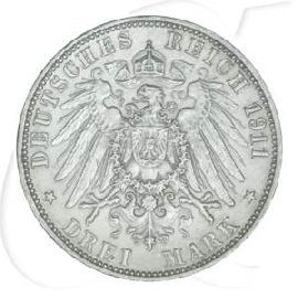 Deutschland Baden 3 Mark 1911 ss Friedrich II.
