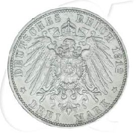 Deutschland Baden 3 Mark 1912 ss-vz Friedrich II.