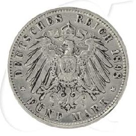 Deutschland Baden 5 Mark 1898 s-ss Friedrich I.