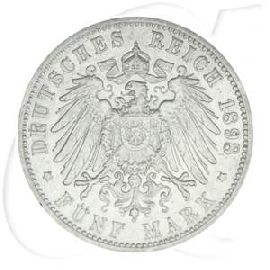 Deutsches Kaiserreich - Baden 5 Mark 1898 G ss Großherzog Friedrich I. Münzen-Wertseite