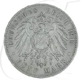 Deutschland Baden 5 Mark 1913 ss Friedrich II.
