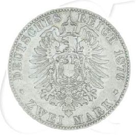 Deutschland Bayern 2 Mark 1876 fast ss Ludwig II.