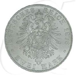 Deutschland Bayern 2 Mark 1876 fast st Ludwig II.