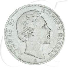 Deutschland Bayern 2 Mark 1876 s-ss Ludwig II.