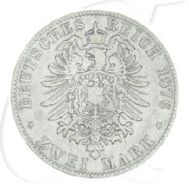 Deutschland Bayern 2 Mark 1876 s-ss Ludwig II.