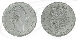Deutschland Bayern 2 Mark 1876 vz-st Ludwig II.