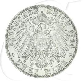 Deutschland Bayern 2 Mark 1914 vz Ludwig III.