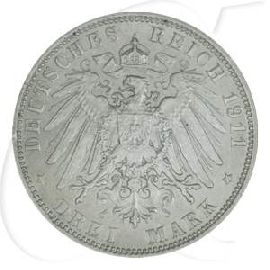 Deutschland Bayern 3 Mark 1911 vz Luitpold 90. Geburtstag