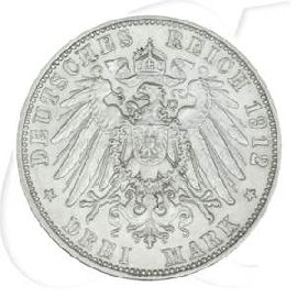 Deutschland Bayern 3 Mark 1912 ss-vz Otto