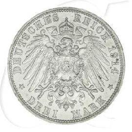 Deutschland Bayern 3 Mark 1914 vz Ludwig III.