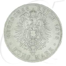 5 Mark Bayern 1876 ss Kaiserreich Deutschland Wertseite