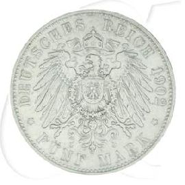 Deutschland Bayern 5 Mark 1902 ss Otto