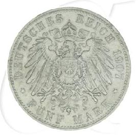 Deutschland Bayern 5 Mark 1907 ss Otto