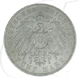 Deutschland Bayern 5 Mark 1911 vz-st Luitpold 90. Geburtstag