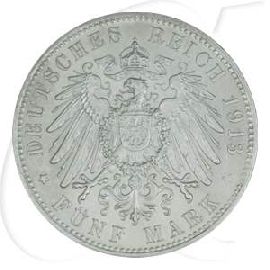 Deutschland Bayern 5 Mark 1913 vz+ Otto