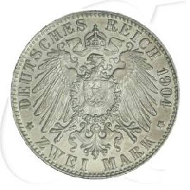 Deutschland Hamburg 2 Mark 1904 fast vz Wappen