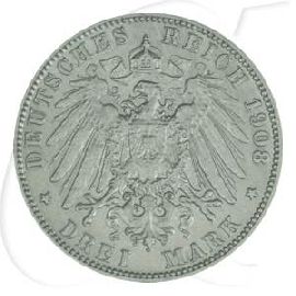 Deutschland Hamburg 3 Mark 1908 ss Wappen
