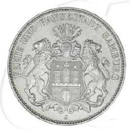 Deutschland Hamburg 3 Mark 1908 ss-vz Wappen