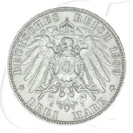 Deutschland Hamburg 3 Mark 1909 ss-vz Wappen
