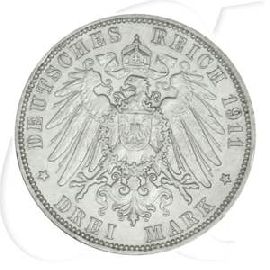 Deutschland Hamburg 3 Mark 1911 ss Wappen