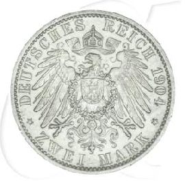 Kaiserreich - Mecklenburg-Schwerin 2 Mark 1904 A fast vz Hochzeit