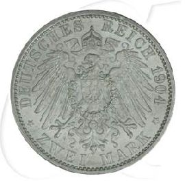 Kaiserreich Mecklenburg-Schwerin 2 Mark 1904 A vz min. ber. Hochzeit