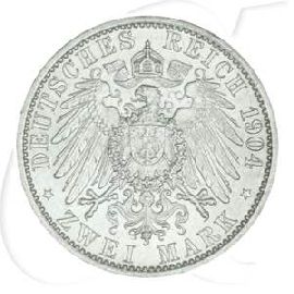 Kaiserreich - Mecklenburg-Schwerin 2 Mark 1904 A vz Hochzeit