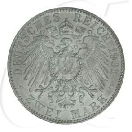 Deutschland Preussen 2 Mark 1901 vz 200 Jahre Königreich
