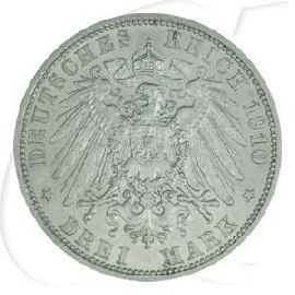 Deutschland Preussen 3 Mark 1910 ss Wilhelm II.