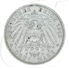 Deutschland Preussen 3 Mark 1913 ss-vz Wilhelm II. Regierungsjubiläum
