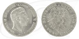 Deutschland Preussen 5 Mark 1888 s-ss poliert Wilhelm II.