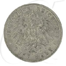 Deutschland Preussen 5 Mark 1899 s-ss Wilhelm II.