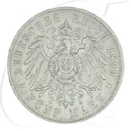 Deutschland Preussen 5 Mark 1899 ss Wilhelm II.
