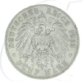 Deutschland Preussen 5 Mark 1903 ss RF Wilhelm II.