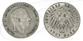 Deutschland Preussen 5 Mark 1904 s-ss Wilhelm II.