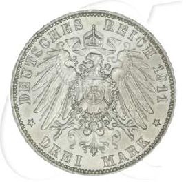 Deutschland Sachsen 3 Mark 1911 vz+ Friedrich August