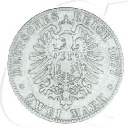 Deutschland Sachsen 2 Mark 1877 s-ss Albert