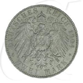 Deutschland Sachsen 2 Mark 1904 fast vz Georg