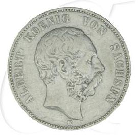 Deutschland Sachsen 5 Mark 1876 fast ss RF Albert