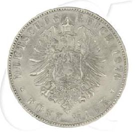 Deutschland Sachsen 5 Mark 1876 s-ss Albert