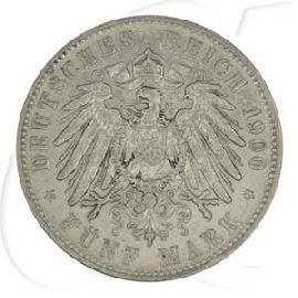 Deutschland Sachsen 5 Mark 1900 fast ss Albert