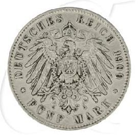 Deutschland Sachsen 5 Mark 1900 s-ss Albert