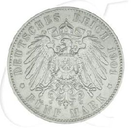 Deutschland Sachsen 5 Mark 1901 ss Albert