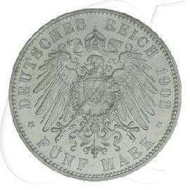 Deutschland Sachsen 5 Mark 1902 vz-st Albert Tod