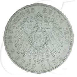 Deutschland Sachsen-Meiningen 5 Mark 1902 vz Herzog Georg II.